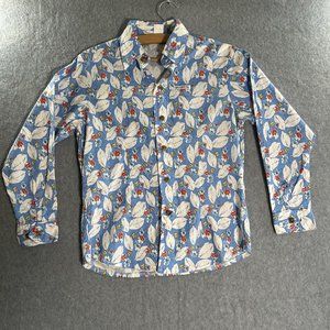 Mo Betta Western Shirt Kids Medium Floral Leaf Print Vintage Western